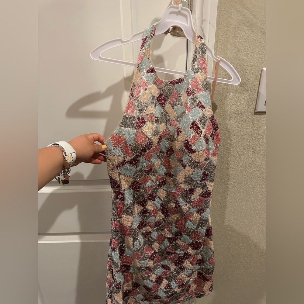 Narianna Halter multicolor sequin dress